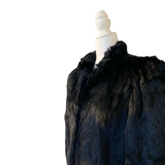 Vintage | The Must Have Classic Black Rabbit Fur Coat - Picture 5 of 16